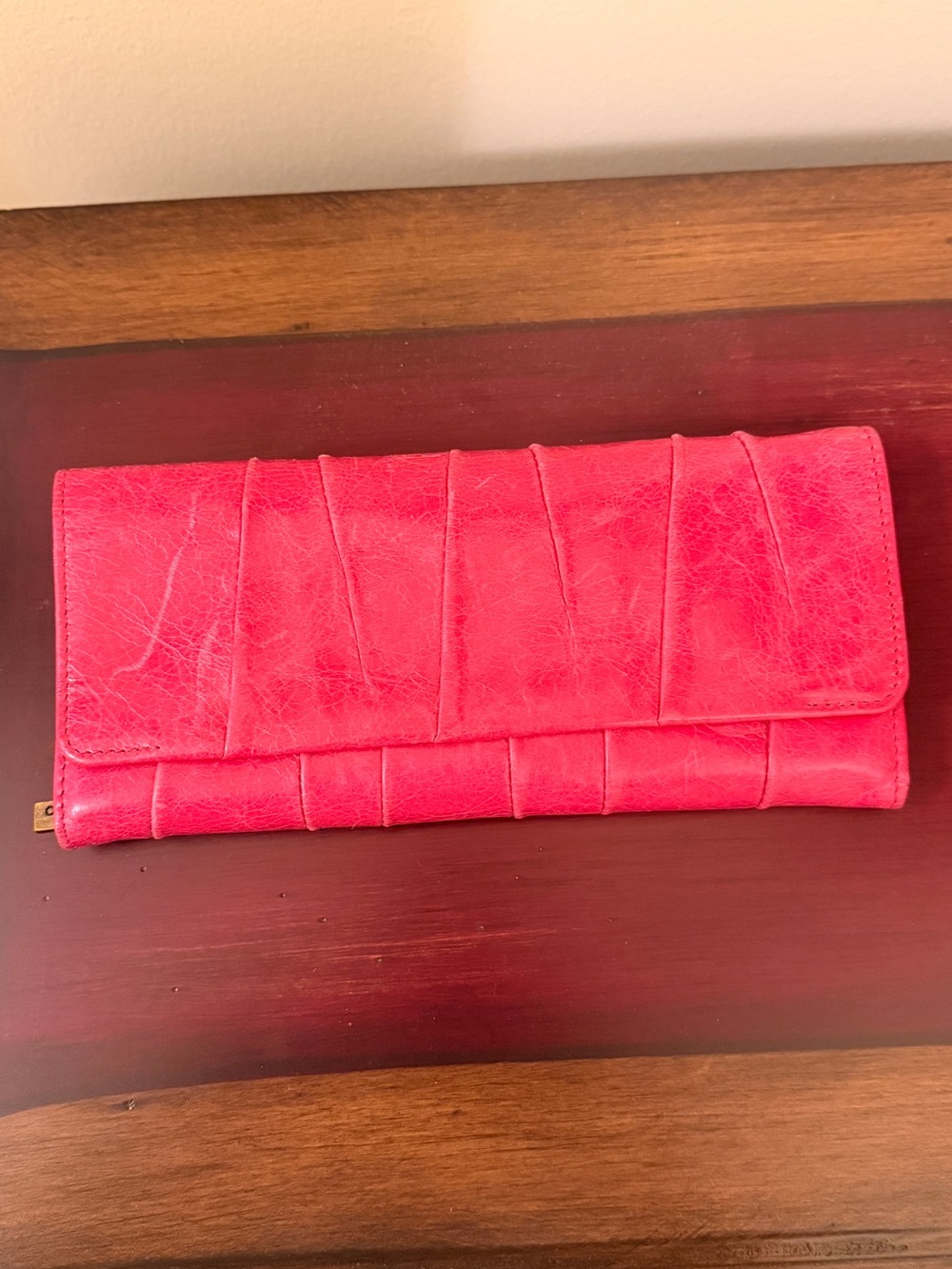 HOBO Hot Pink Foldover Clutch Wallet